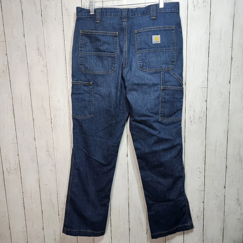 Carhartt Men's Blue Denim Relaxed Fit Carpenter Work Pants Size 34 x 30.